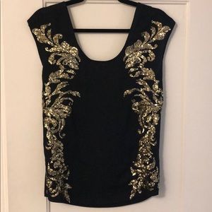 Black and gold sequin top
